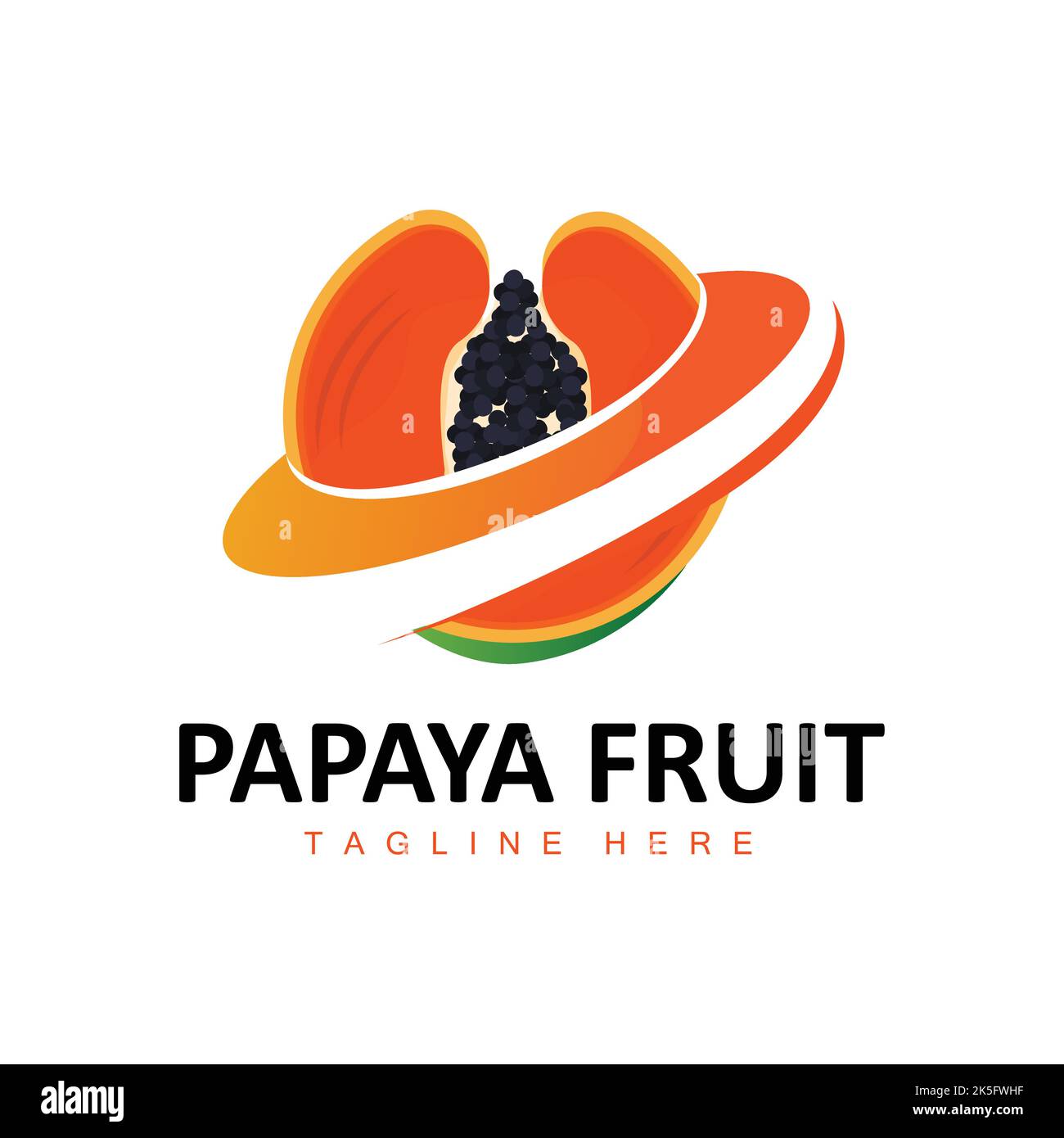 Papaya Logo Design, Vitamin Fruit Vector, Fruit Product Brand