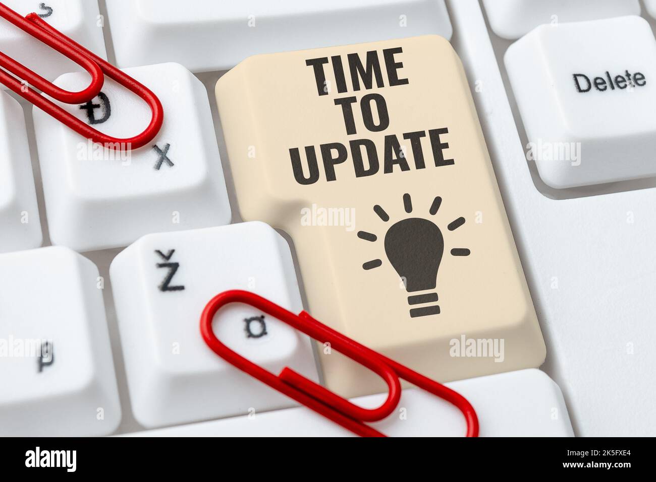 Conceptual display Time To Update. Word for System software update for enhancement or compatibility Stock Photo