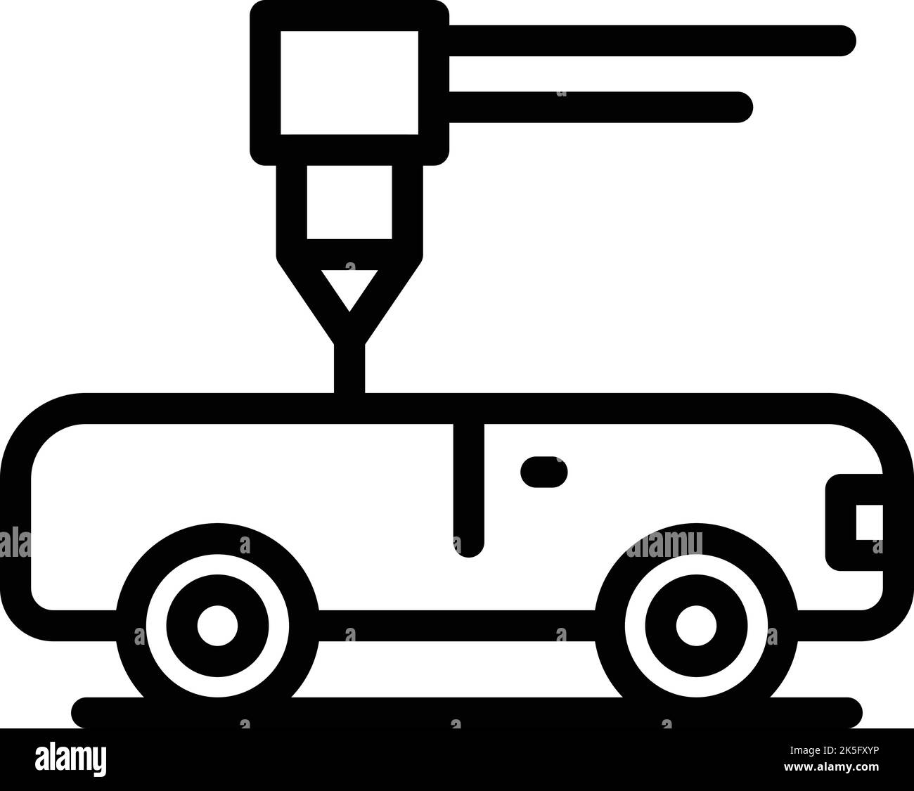 3D car icon outline vector. Engine print. Product side Stock Vector ...