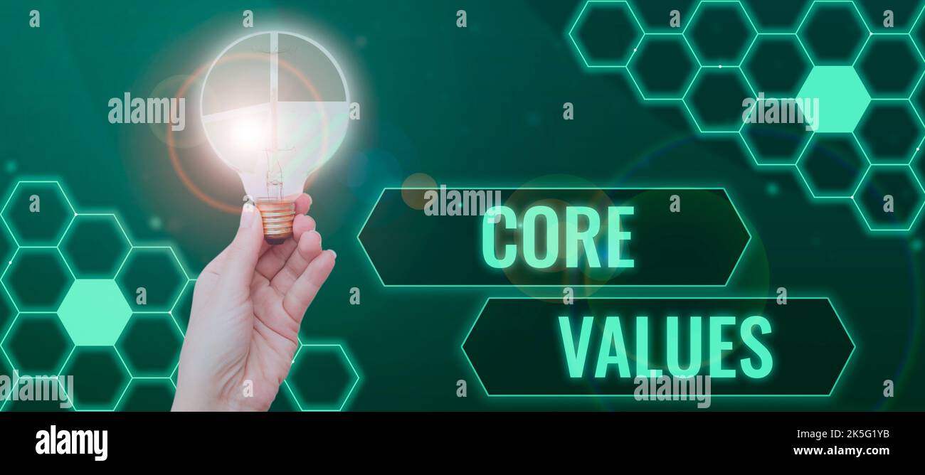 Writing displaying text Core Values. Business concept principles which ...