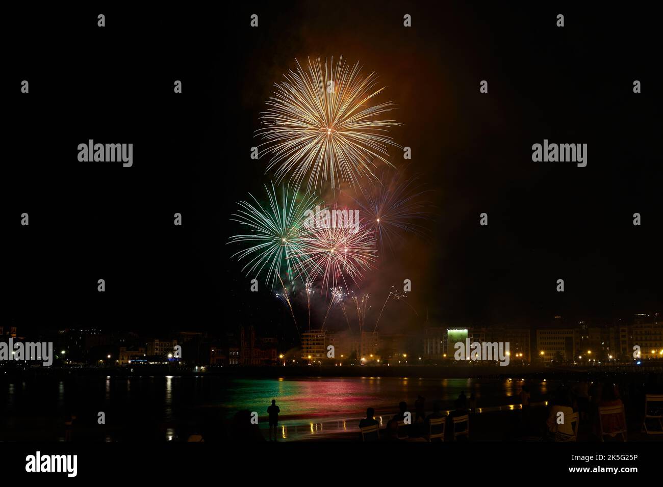 Semana Grande fireworks 2022 (San Sebastian, Guipúzcoa, Spain Stock