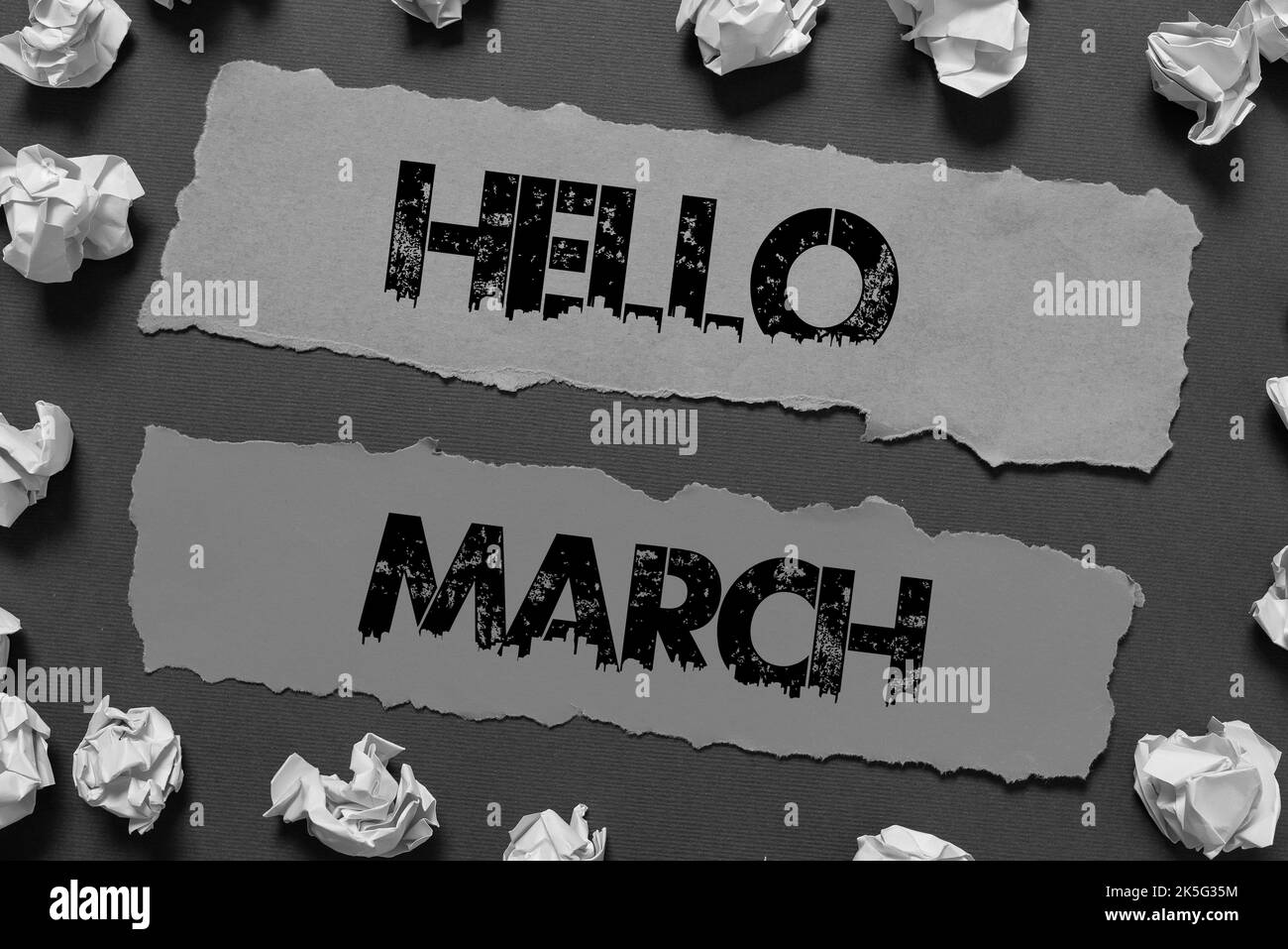 Text showing inspiration Hello March. Business showcase a greeting expression used when welcoming the month of March Stock Photo