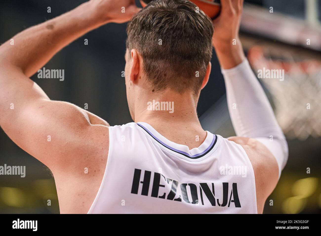 Athens, Lombardy, Greece. 6th Oct, 2022. 11 MARIO HEZONJA of Real Madrid in action during the Turkish Airlines Euroleague Basketball match between Panathinaikos Athens BC and Real Madrid at OAKA ALTION Arena on October 6, 2022 in Athens, Greece. (Credit Image: © Stefanos Kyriazis/ZUMA Press Wire) Stock Photo