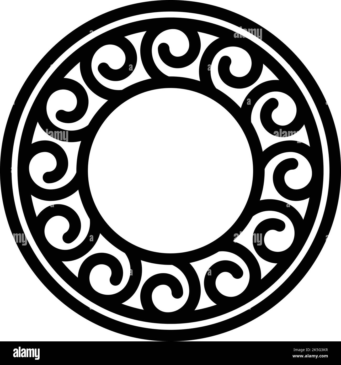 Round shield icon outline vector. Greece temple. Roman palace Stock Vector