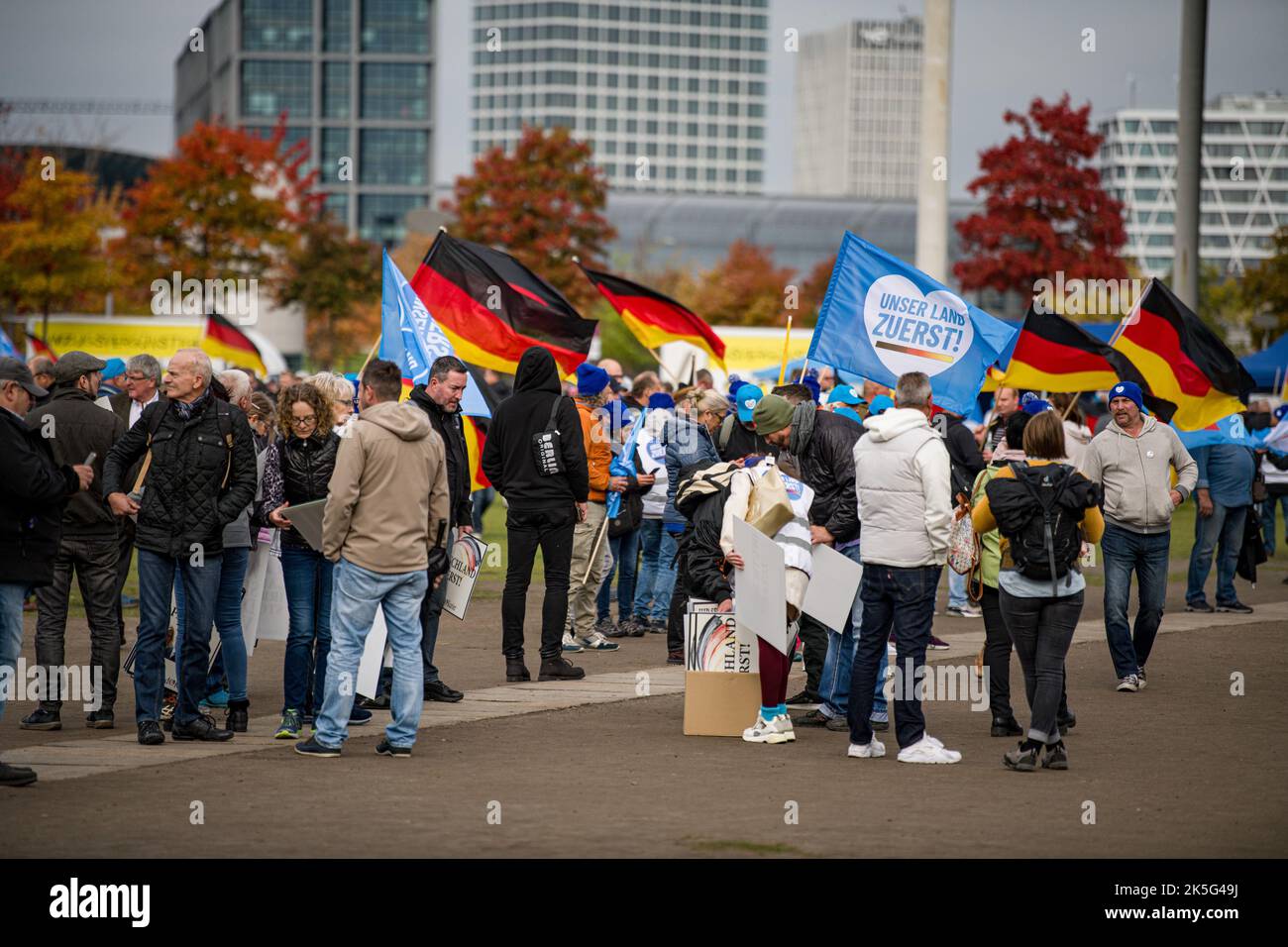 Berlin, Germany. 08th Oct, 2022. Demonstrators take part in an AfD ...
