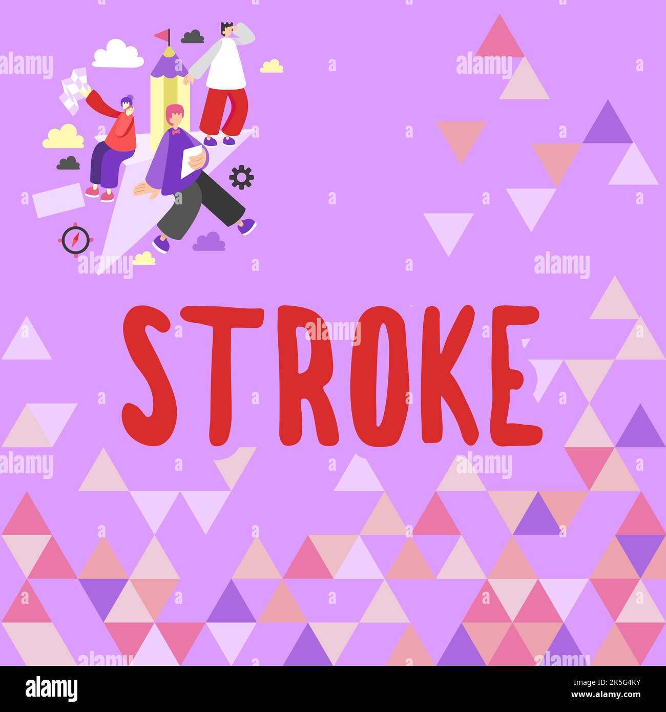 Text sign showing Stroke. Concept meaning caused by bleeding into brain ...