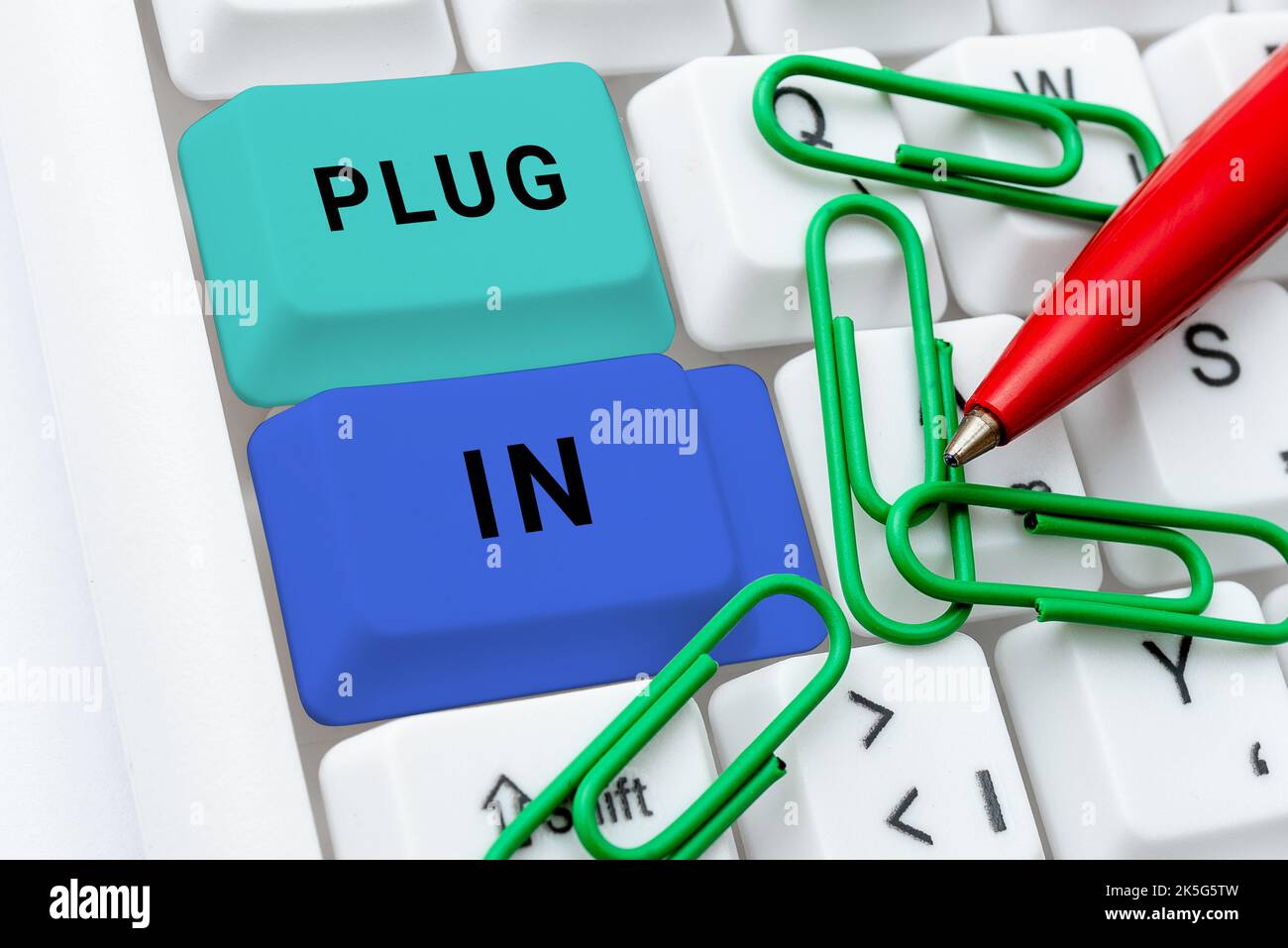 Hand writing sign Plug In. Concept meaning putting device into
