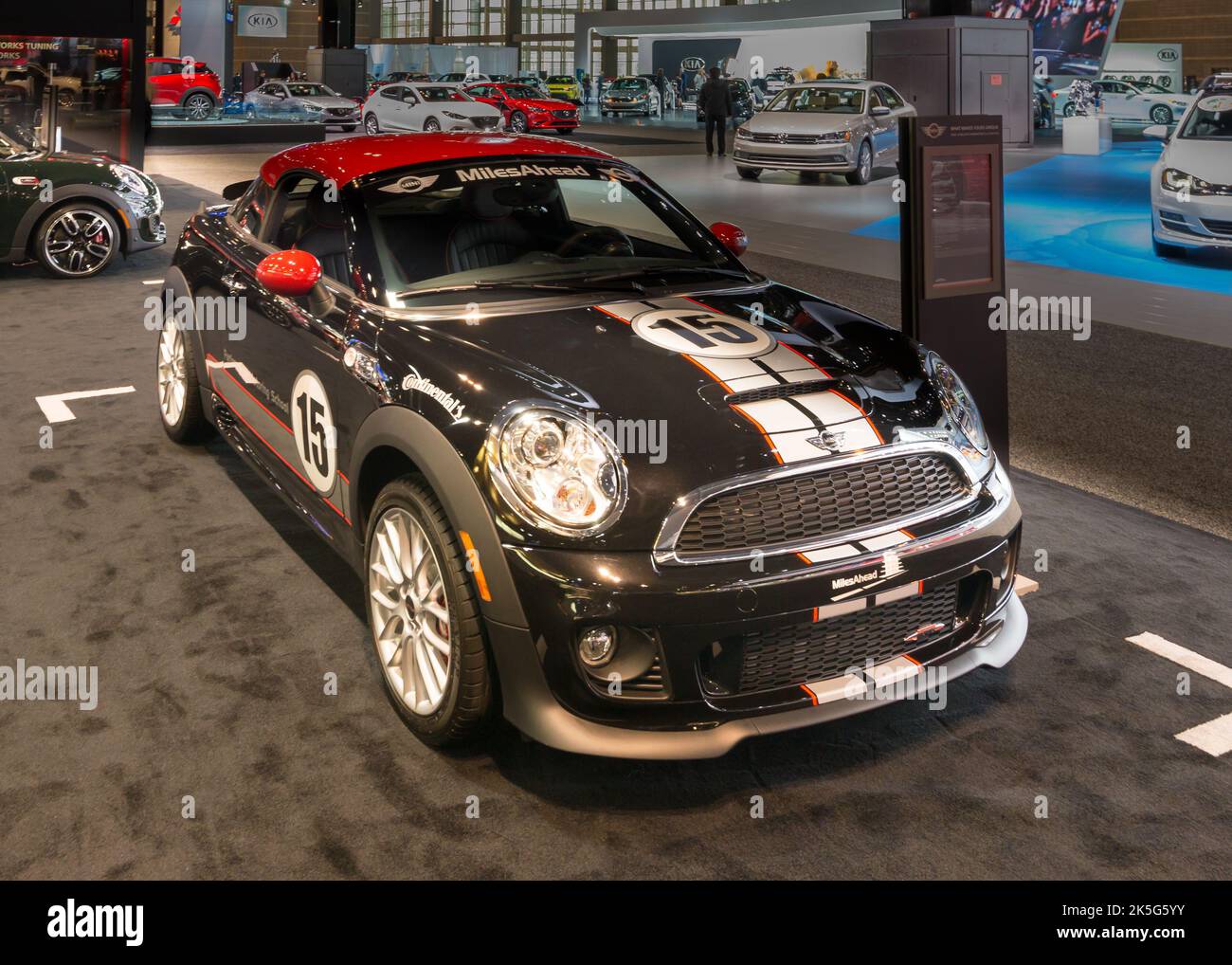 CHICAGO, IL/USA - FEBRUARY 13, 2015: 2015 Mini John Cooper Works car, Chicago Auto Show (CAS). Stock Photo