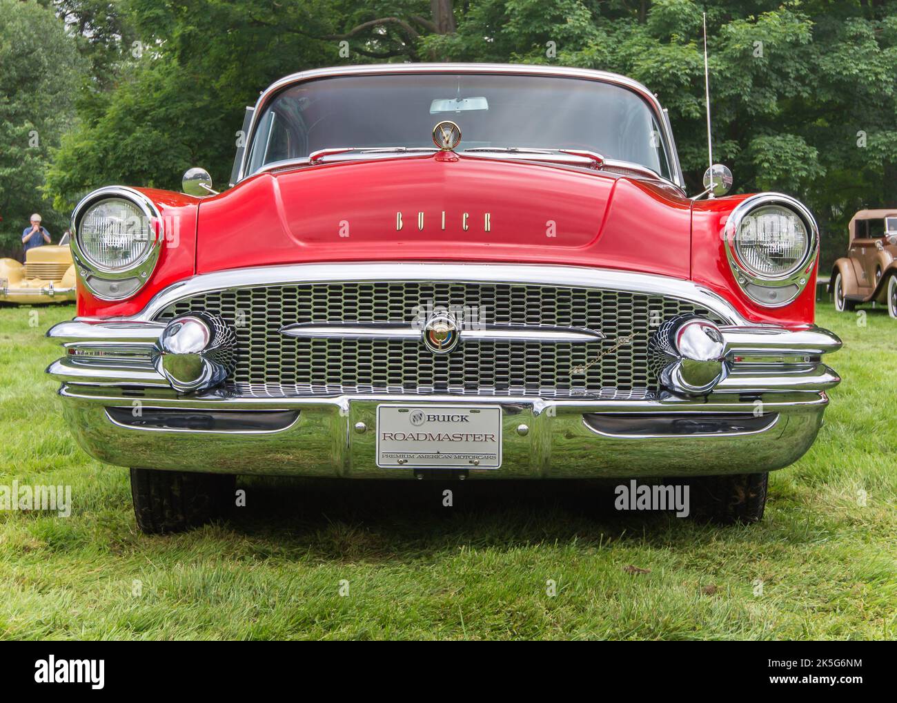 GROSSE POINTE SHORES, MI/USA - JUNE 21, 2015: A 1955 Buick Roadmaster car, EyesOn Design car show, Edsel & Eleanor Ford House, near Detroit, Michigan. Stock Photo
