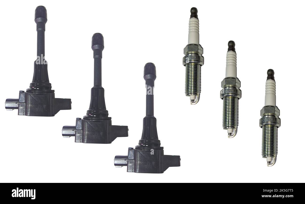 close up photo of spare parts for ignition coils and spark plugs for