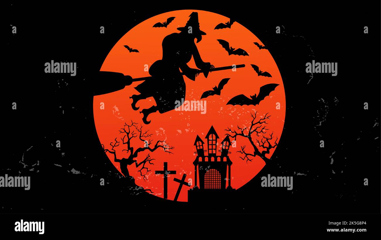 Halloween landscape background. Scary graveyard pumpkins Stock Vector ...