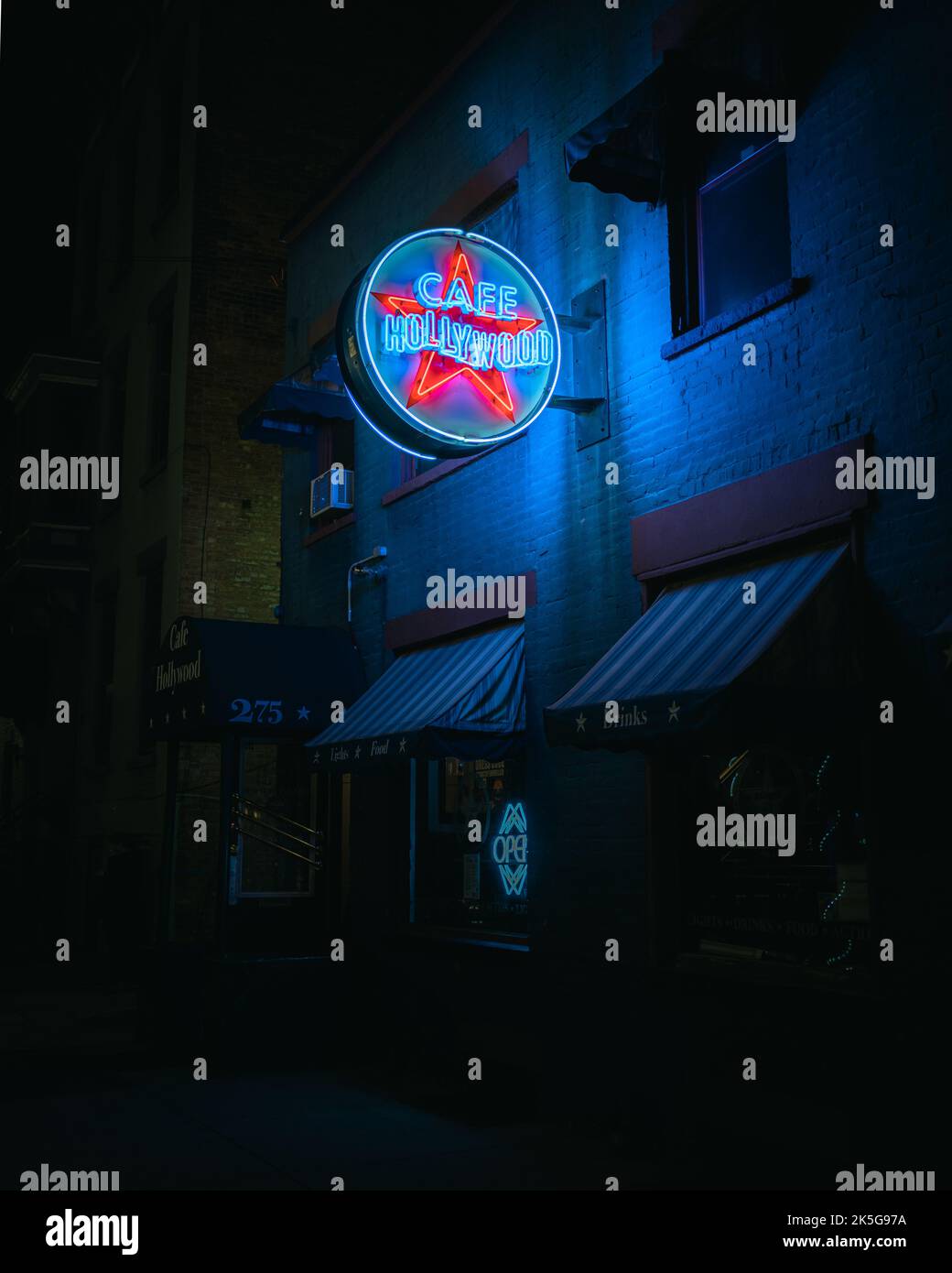 Cafe Hollywood neon sign at night, Albany, New York Stock Photo Alamy