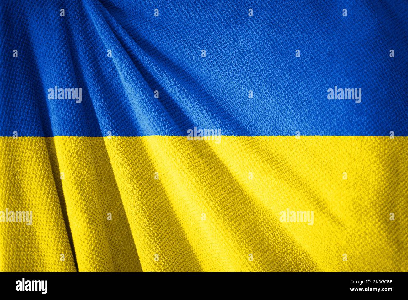 Ukraine flag on towel surface illustration with, country symbol Stock Photo