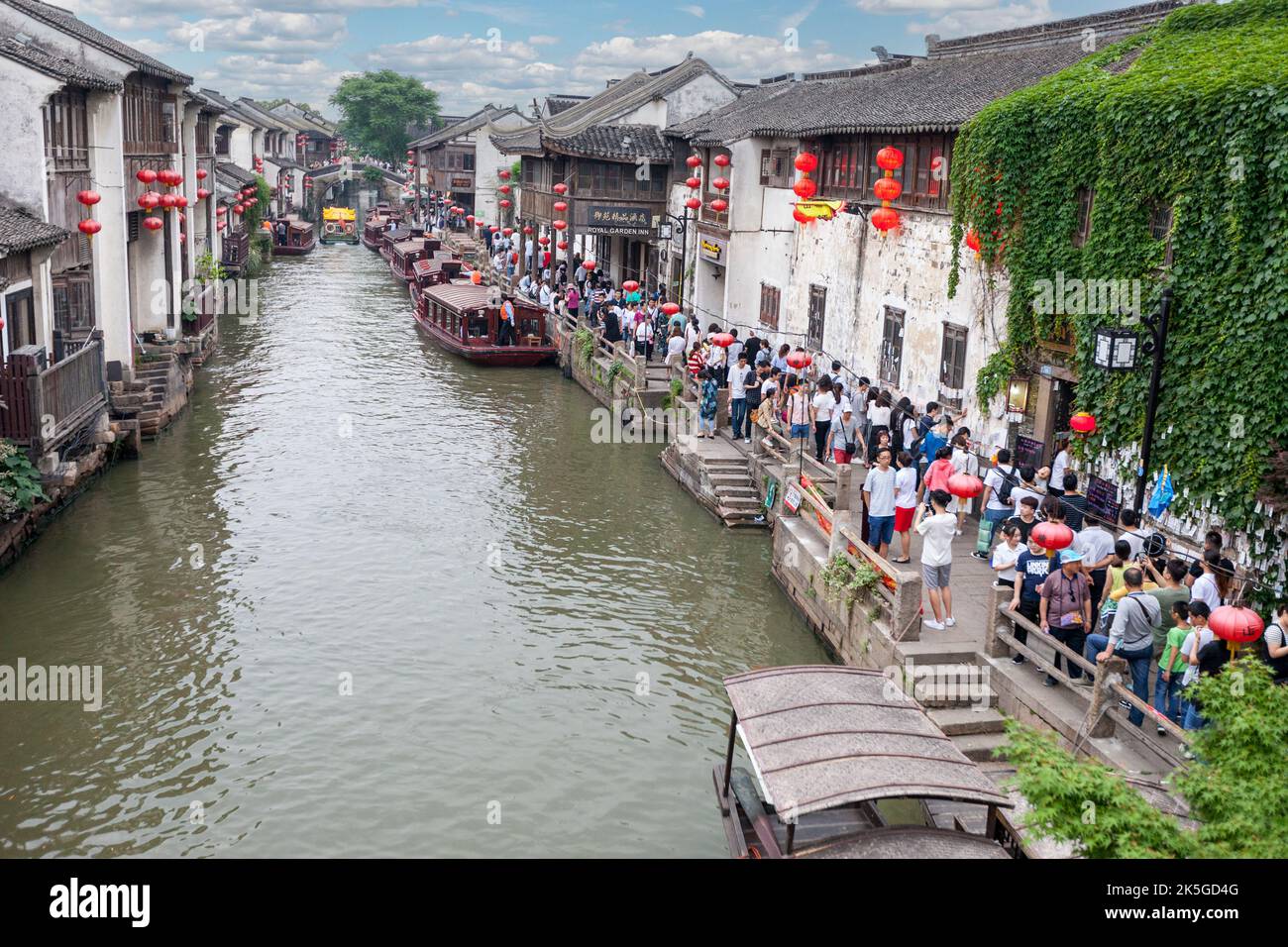 Suzhou, Jiangsu, China.  Shantang Canal, a Popular Tourist Destination. Stock Photo