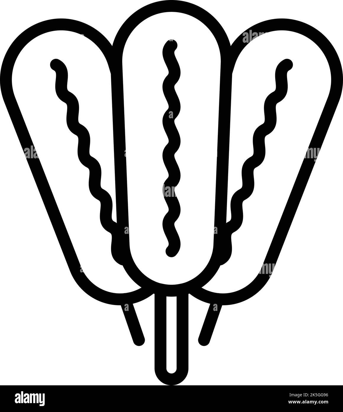 Street corn dog icon outline vector. Hot street food. Fried sauce Stock ...