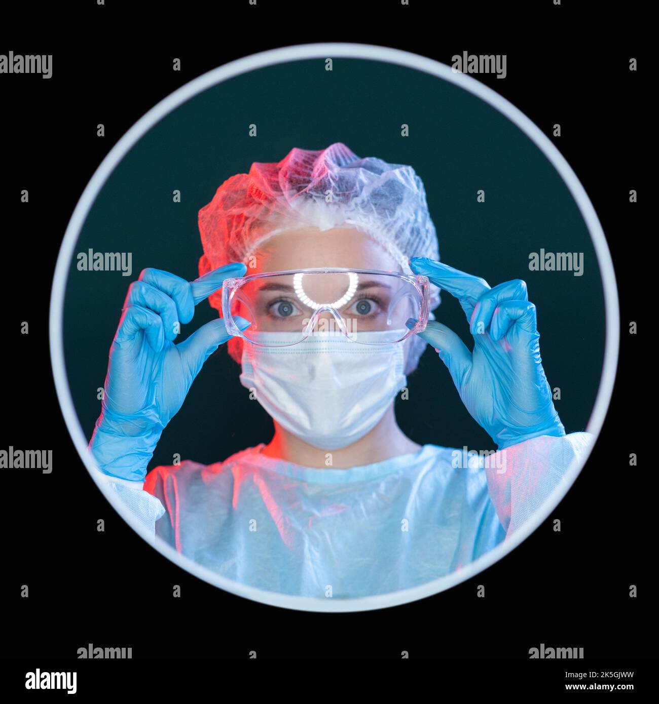 Medical protection. Quarantine hygiene. Healthcare professional. Headshot portrait of female