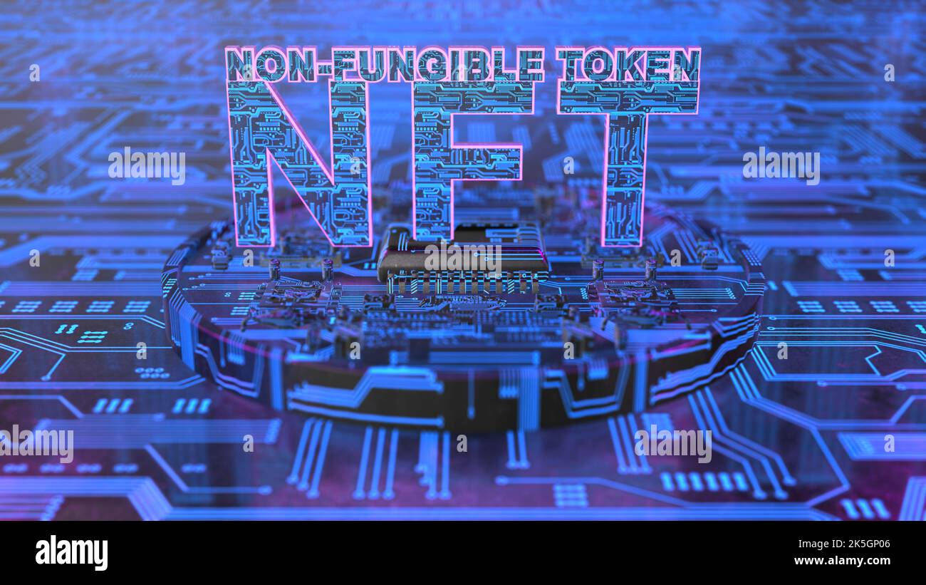 Non-fungible tokens, Illustration Stock Photo