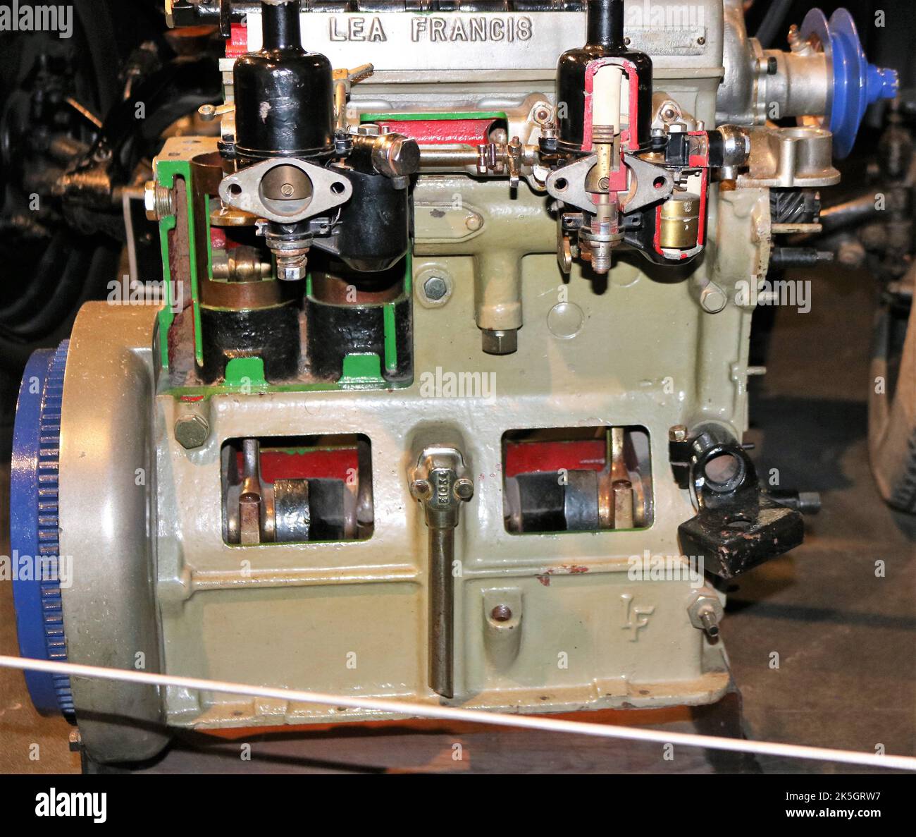 Cut away Lea Francis petrol engine Stock Photo Alamy