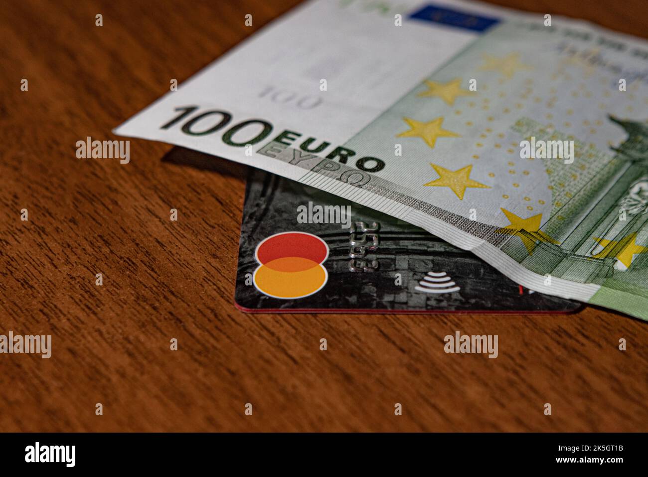 Master card with 100 Euro banknote, Yerevan, Armenia - 2022 Oct 08 ...