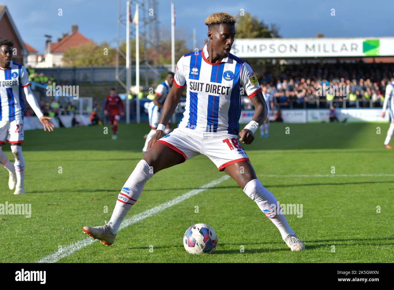 Hartlepool, UK. 05th Oct, 2022. /h18during the Sky Bet League 2 match between Hartlepool United and Carlisle United at Victoria Park, Hartlepool on Saturday 8th October 2022. (Credit: Scott Llewellyn | MI News) Credit: MI News & Sport /Alamy Live News Stock Photo