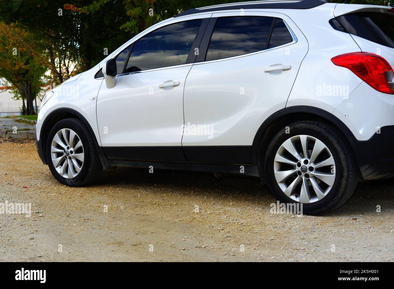 Opel Mokka white color outdoor Stock Photo