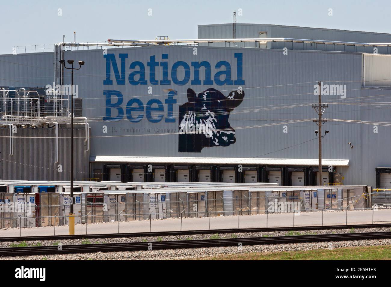 Dodge City, Kansas - The National Beef plant. National Beef is one of the four dominant beef processing companies in the U.S. It is owned by the large Stock Photo