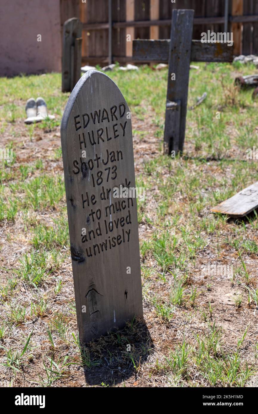 Dodge City, Kansas - Grave markers at Boot Hill Cemetery. The cemetery is now part of the Boot Hill Museum, which preserves the history and culture of Stock Photo