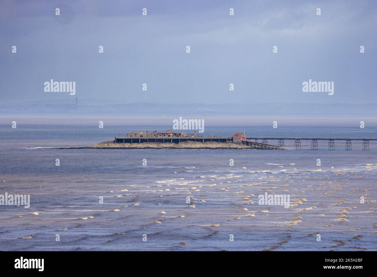 Birnbeck Pier at Weston-Super-Mare from Brean Down, North Somerset, England Stock Photo