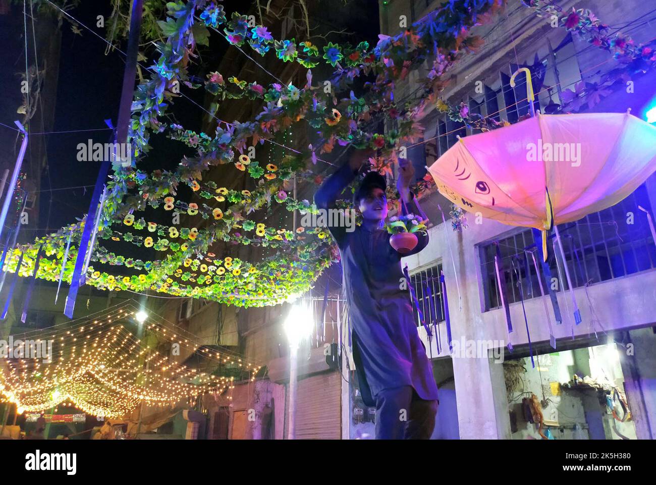 A beautiful illuminated view of street in connection of 12th Rabi-ul ...