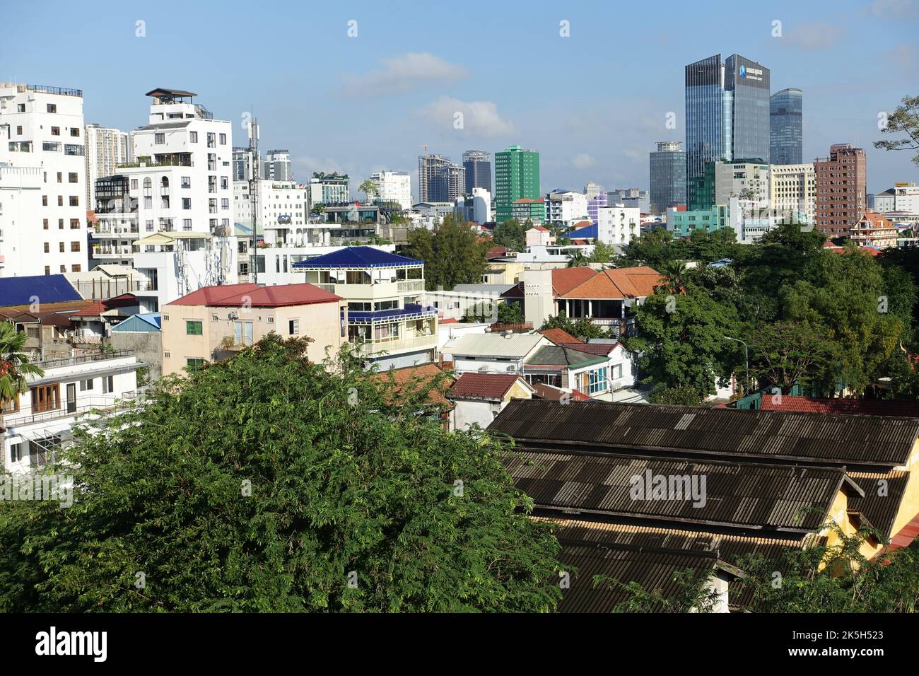 Panoramic view of the city center of Phnom Penh Stock Photo