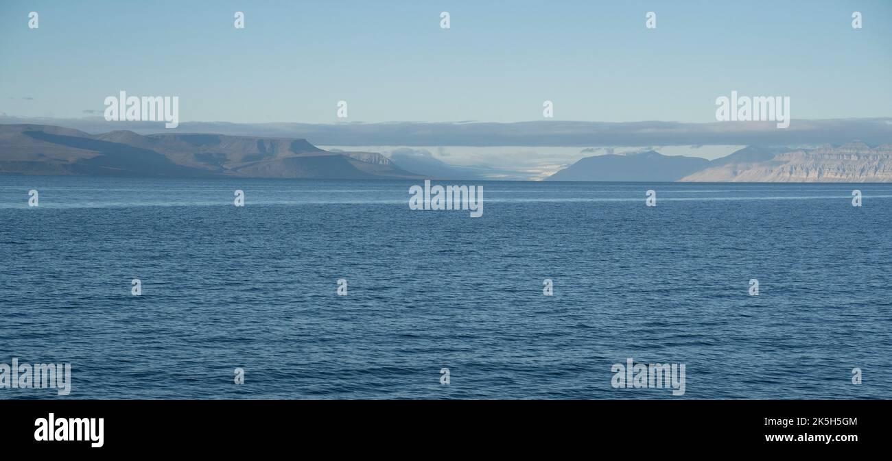 Arctic seascape in the coast of Spitsbergen in Svalbard islands, Norway Stock Photo