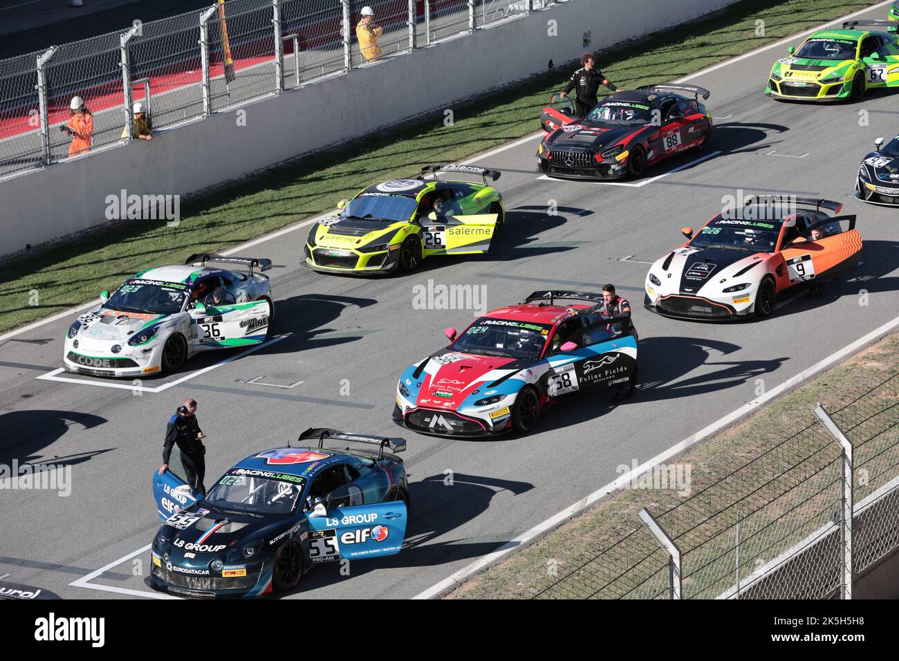 1 October 2022 - GT4 European Series start grid at Festival of Speed, Festival de Velocidad, at Circuit of Catalonia in Barcelona, Montmelo, Spain Stock Photo