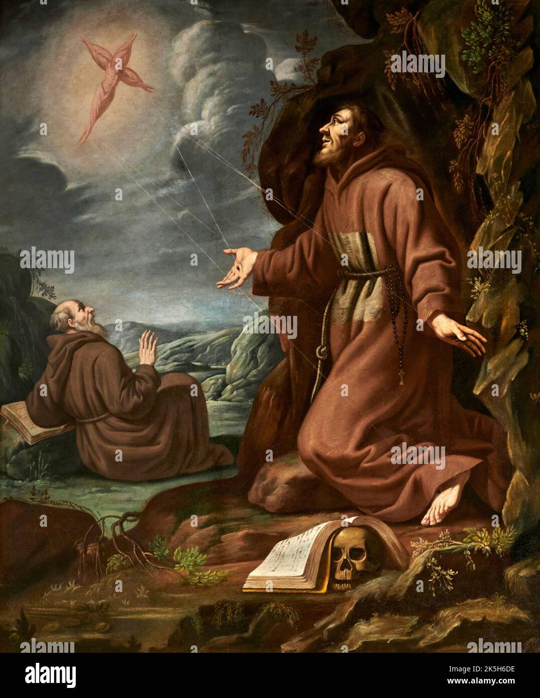 San Francesco D Assisi Riceve Le Stimmate Olio Su Tela Pittore San Francesco D Assisi Riceve Le Stimmate Olio Su Tela Pittore