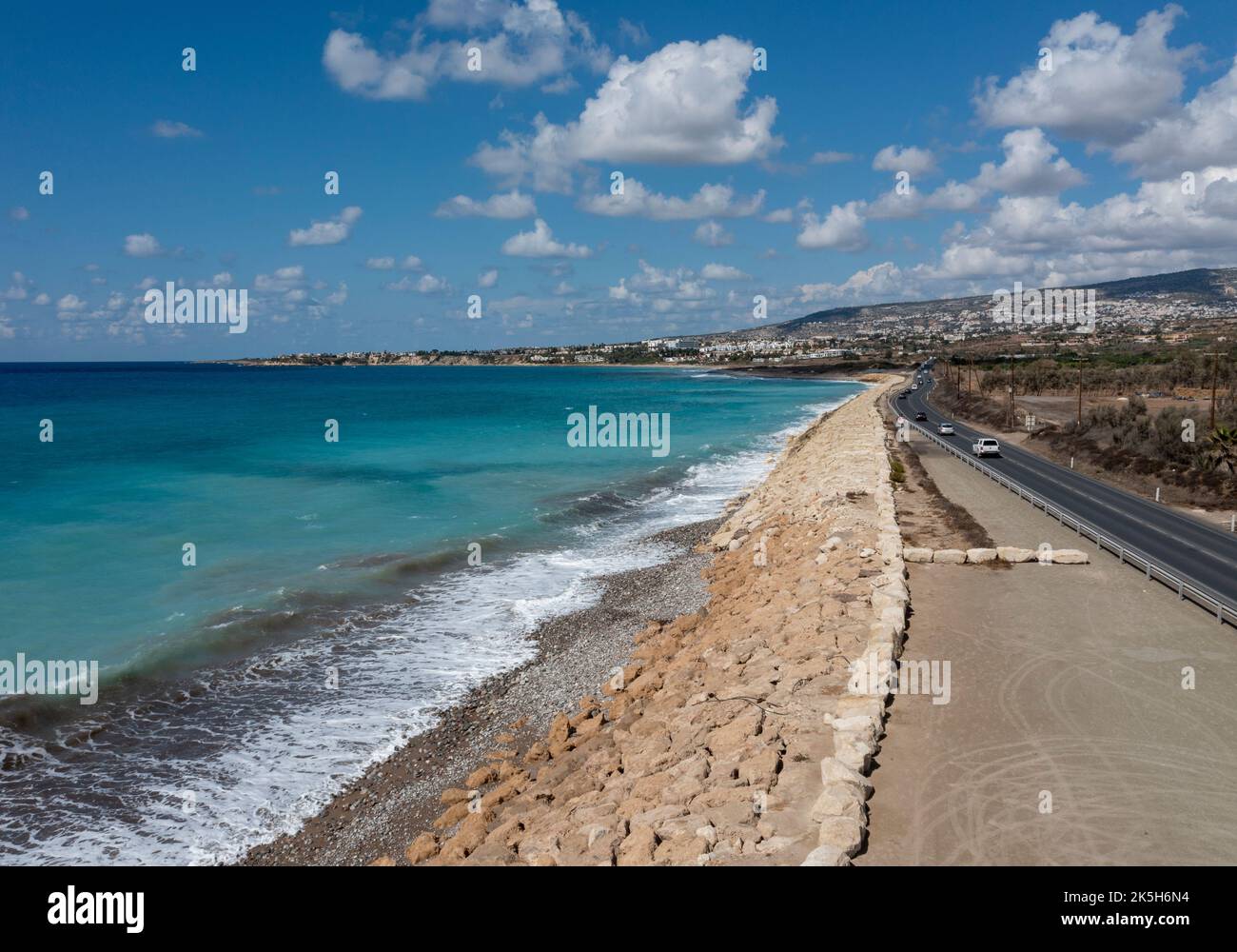 Aerial view of Potima Beach, Paphos district, Republic of Cyprus Stock