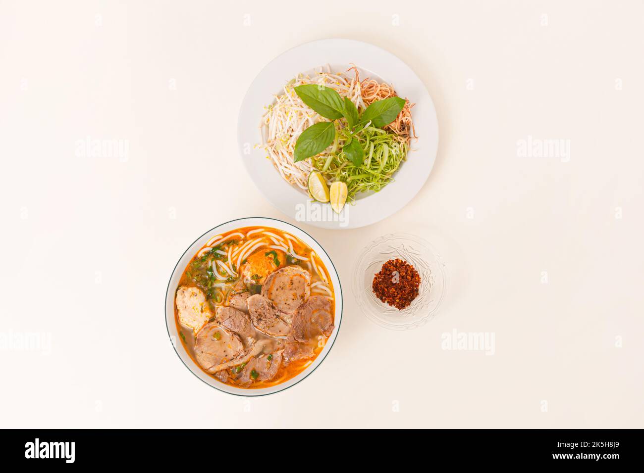 Bun Bo Hue, Vietnamese spicy beef rice noodle soup, Vietnamese food