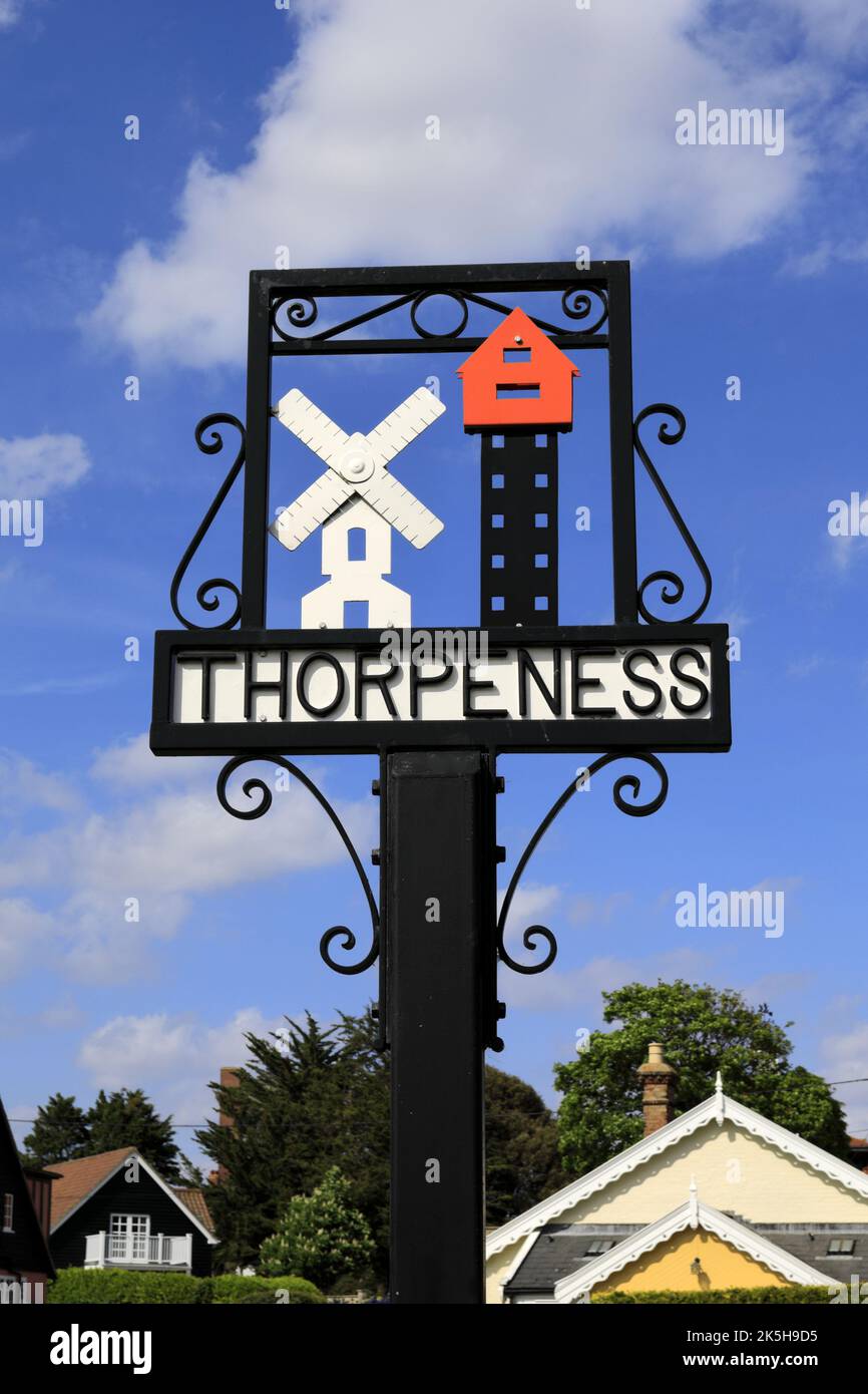 The village of Thorpeness sign, Suffolk County, England Stock Photo Alamy
