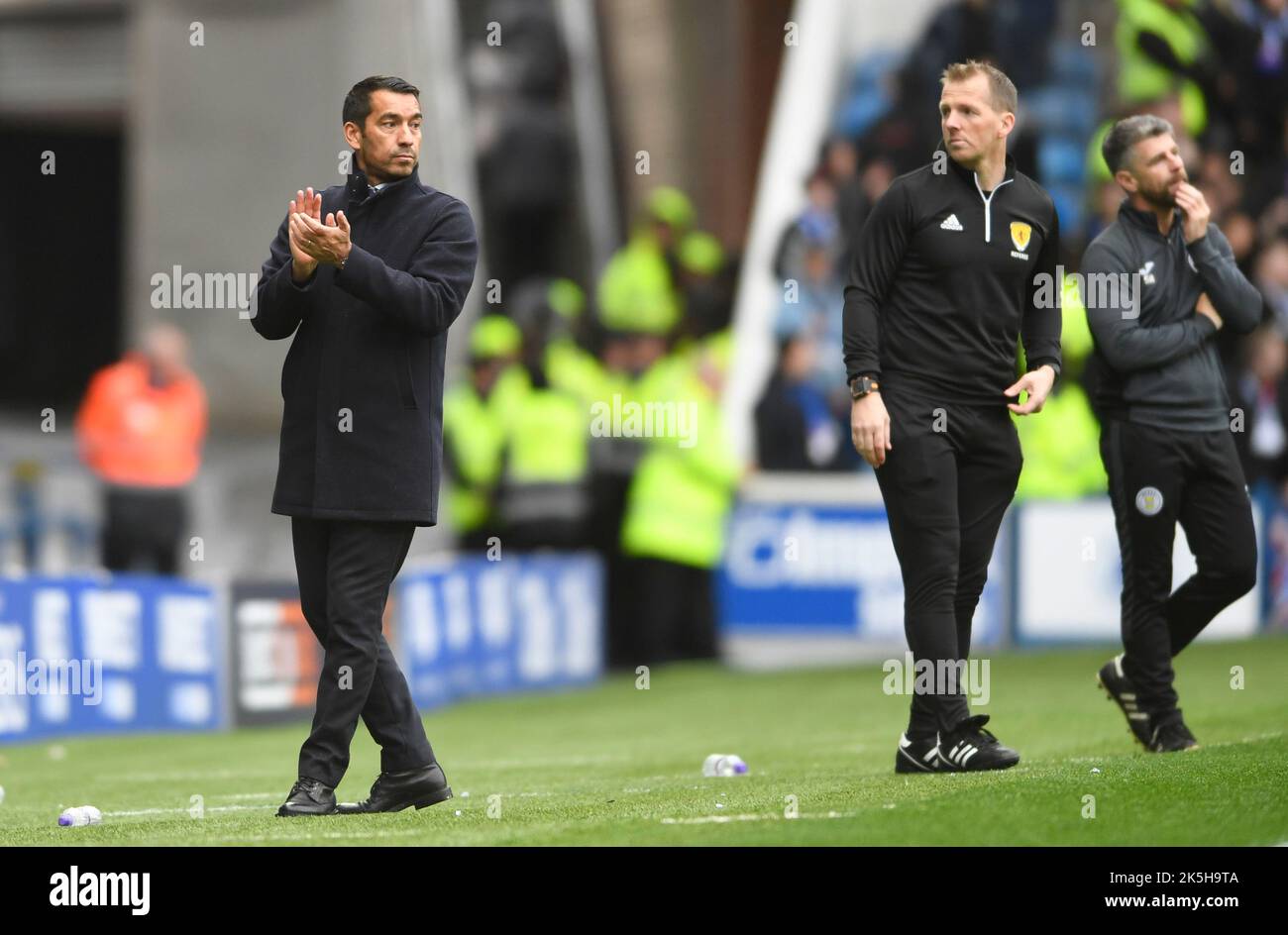 Glasgow, , 8th October 2022.  Rangers Manager Giovanni van Bronckhorst  during the cinch Premiership match at Ibrox Stadium, Glasgow. Picture credit should read: Neil Hanna / Sportimage Credit: Sportimage/Alamy Live News Stock Photo