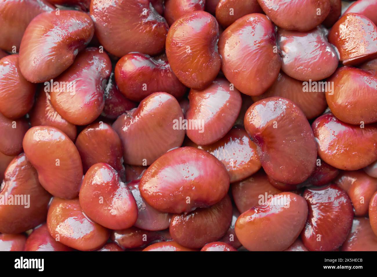 Red flat beans. Protein rich food. Healthy diet. Closeup view Stock