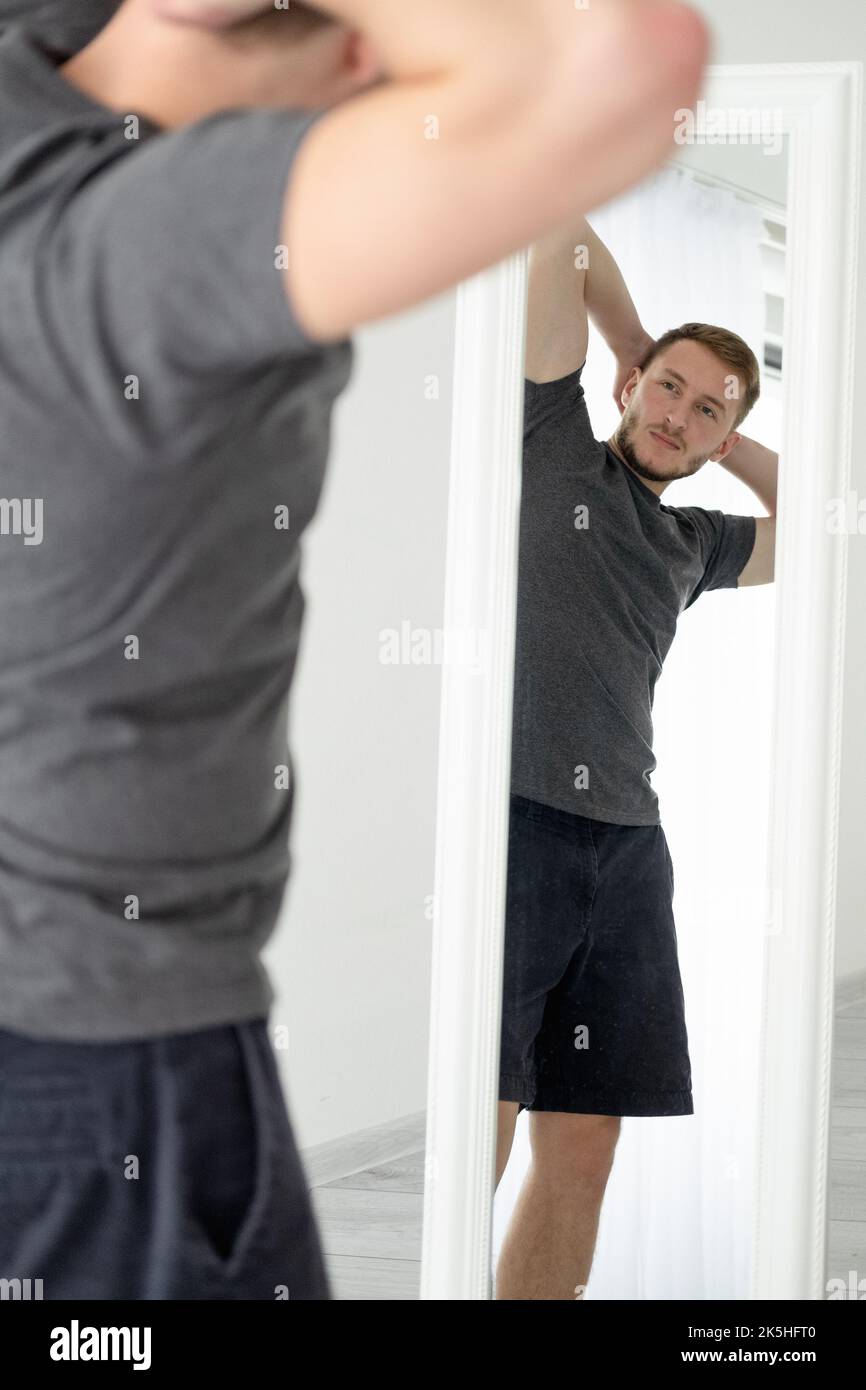 self-confident man fitness training body building Stock Photo