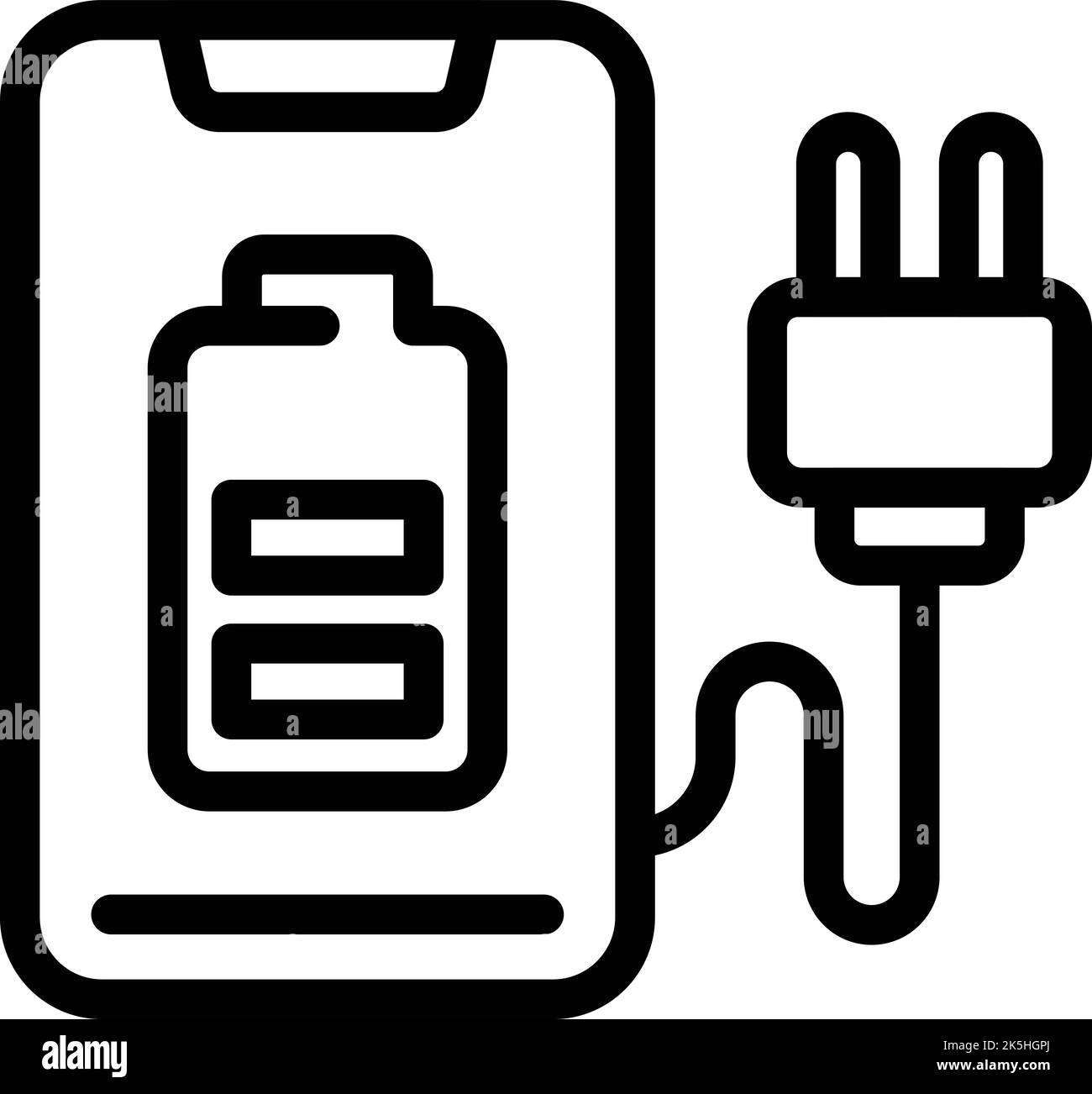 Smartphone charging icon outline vector. Hostel room. Modern accommodation Stock Vector