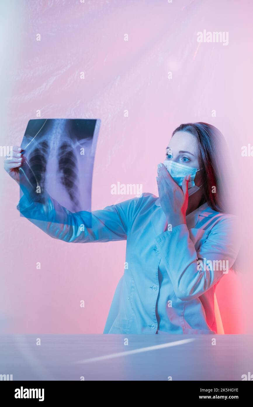 radiology checkup lung pneumonia medic chest x-ray Stock Photo