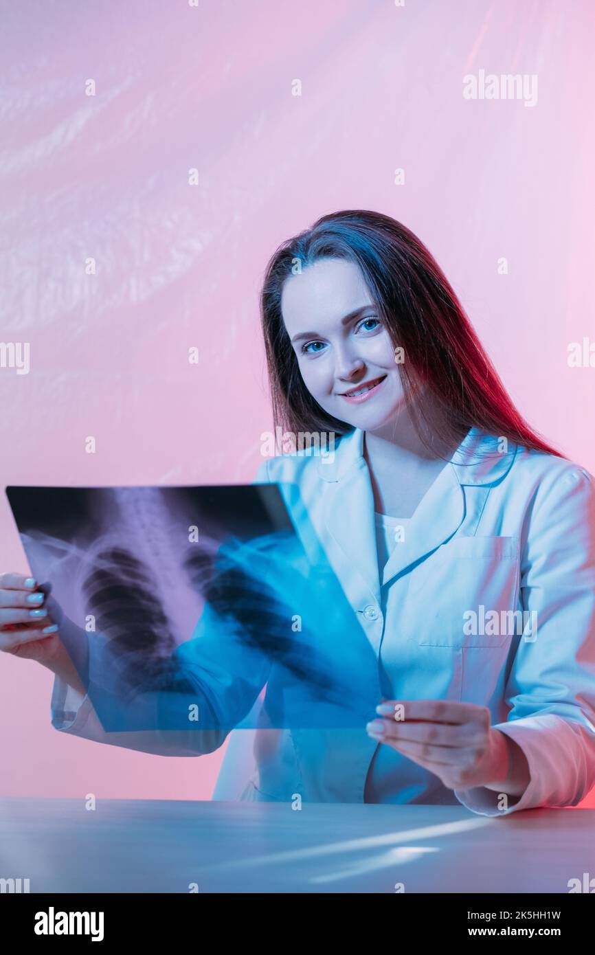 diagnostic x-ray lung checkup doctor chest film Stock Photo