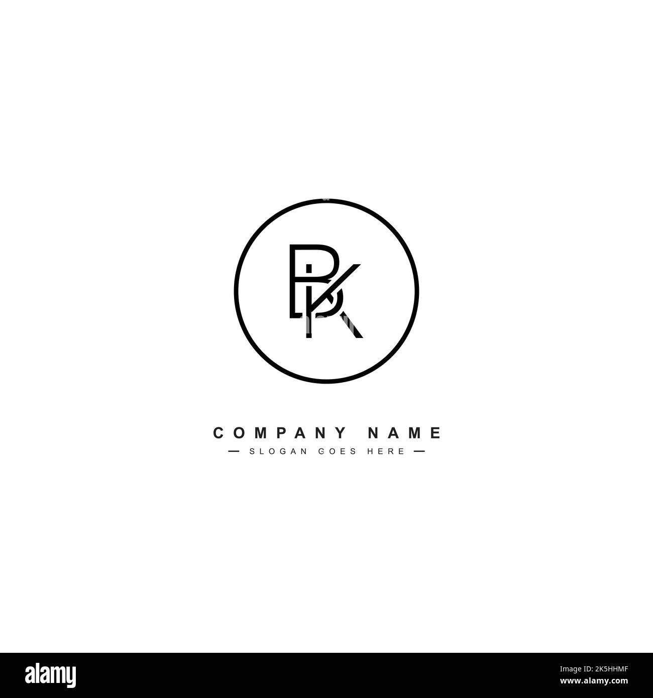 Minimal Business logo for Alphabet BK - Initial Letter B and K Logo - Simple Monogram Logo Stock Vector