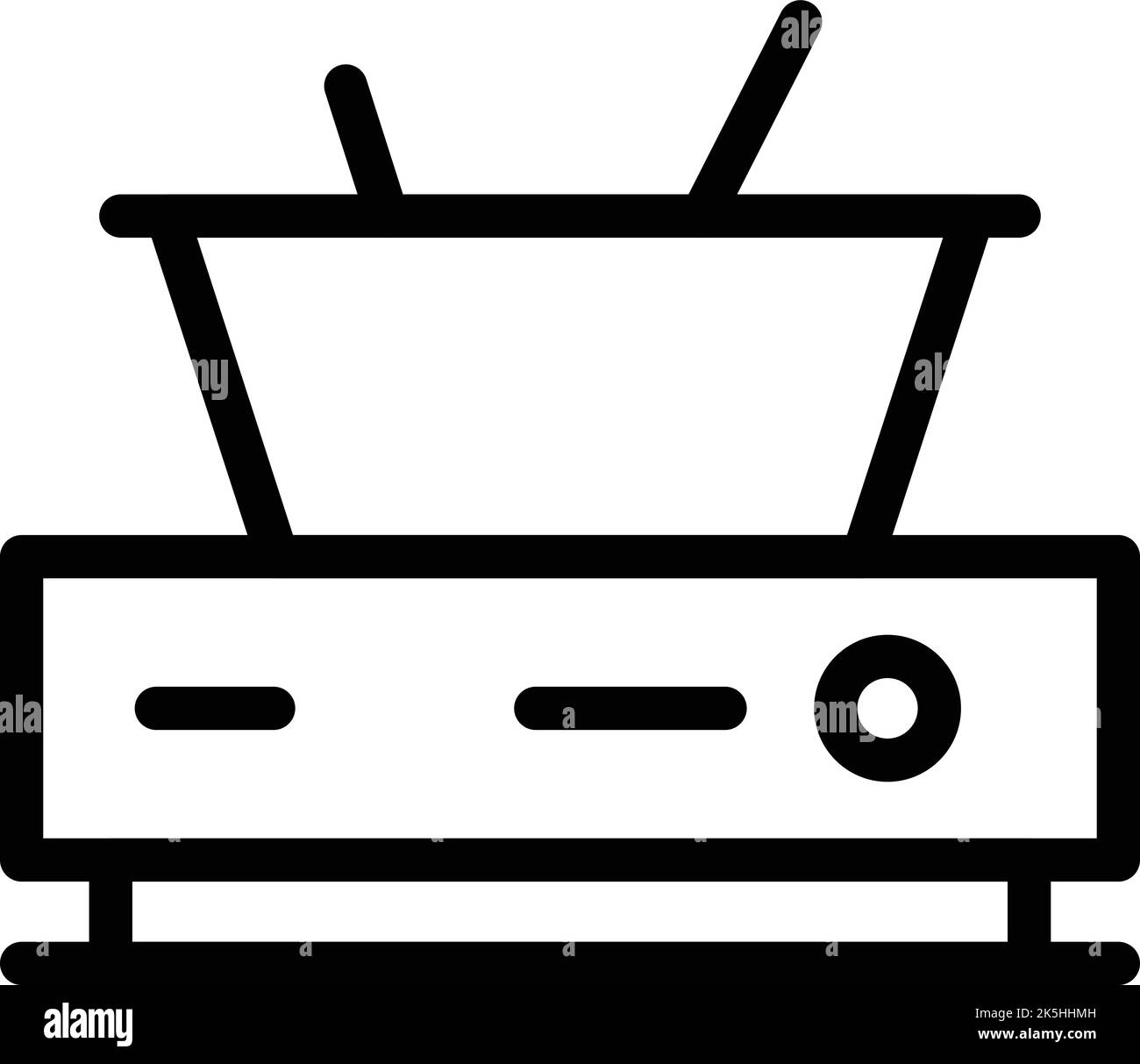 Electric cook fondue icon outline vector. Food bread. Fondu pot Stock Vector