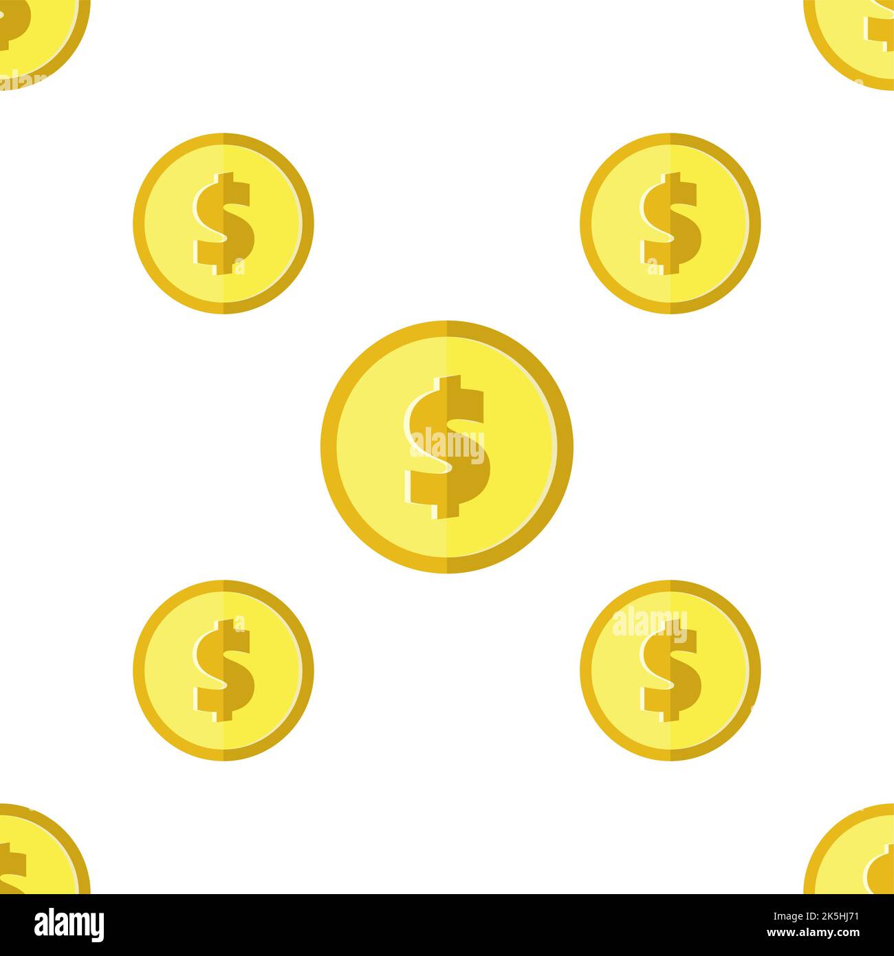 Abstract golden coins with dollar sign seamless pattern. Wrapping ...