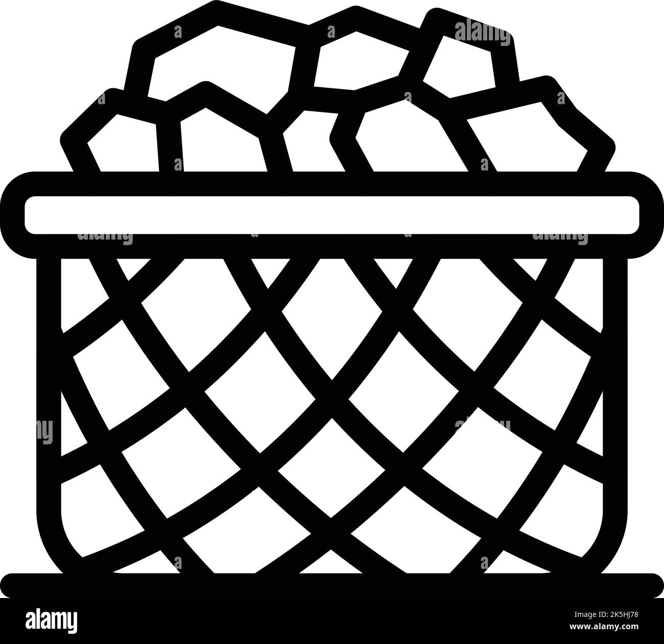 Food basket icon outline vector. Cooking fondue. Fork bread Stock