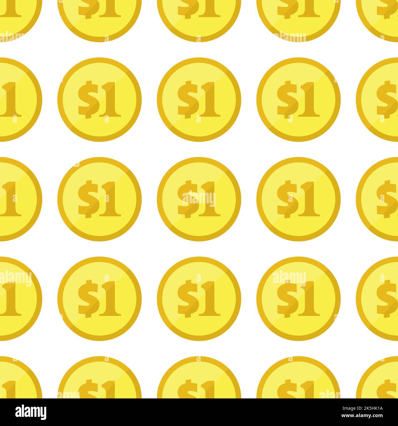 Golden one dollar coins seamless pattern. Repeating background with USA ...