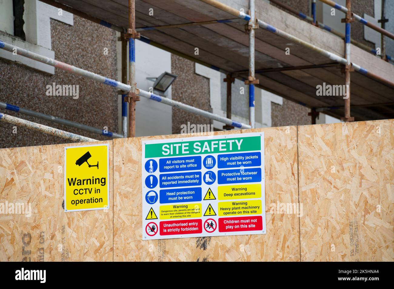 Construction site health and safety message rules sign board signage on