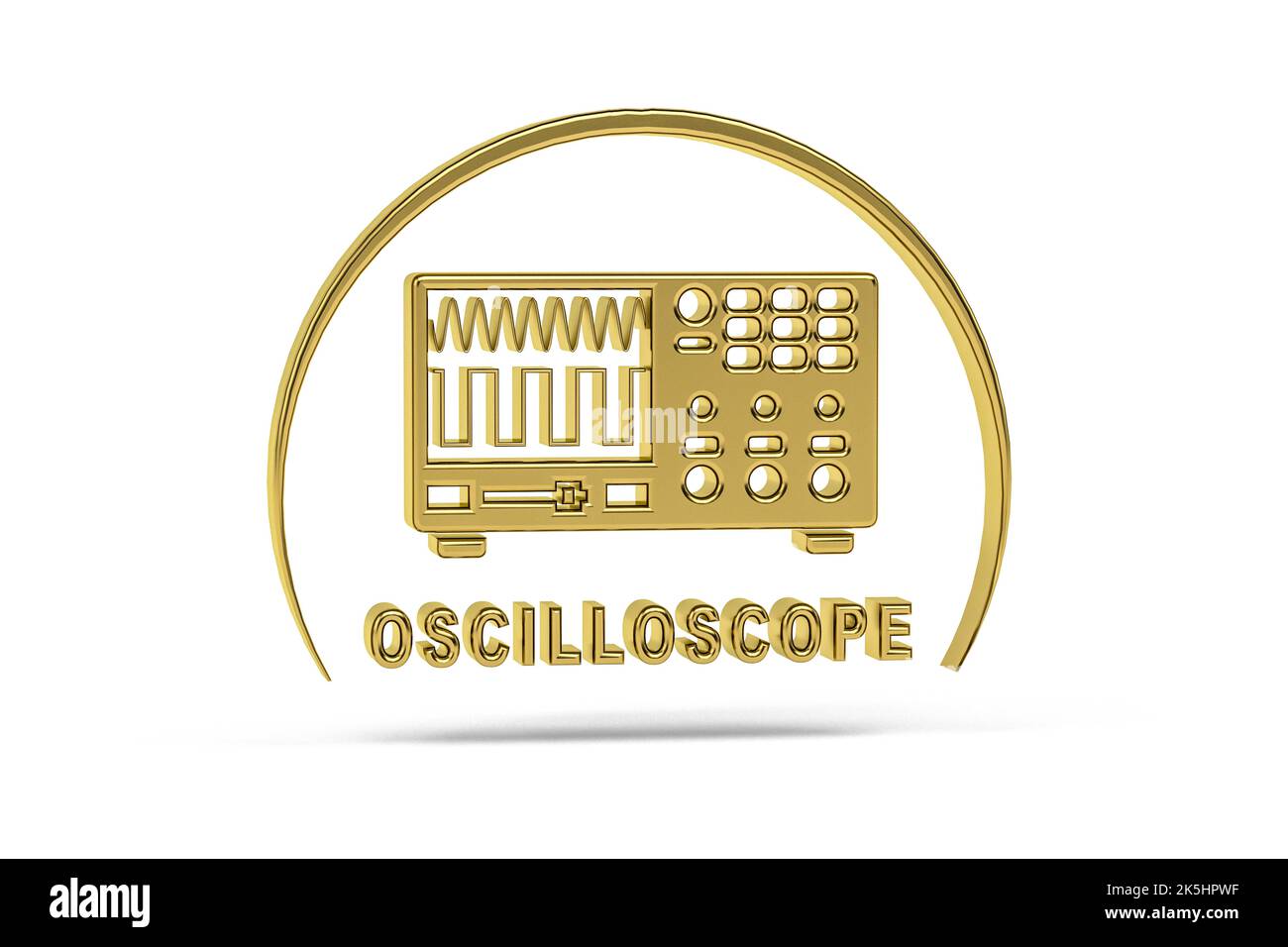 Golden 3d oscilloscope icon isolated on white background - 3D render ...