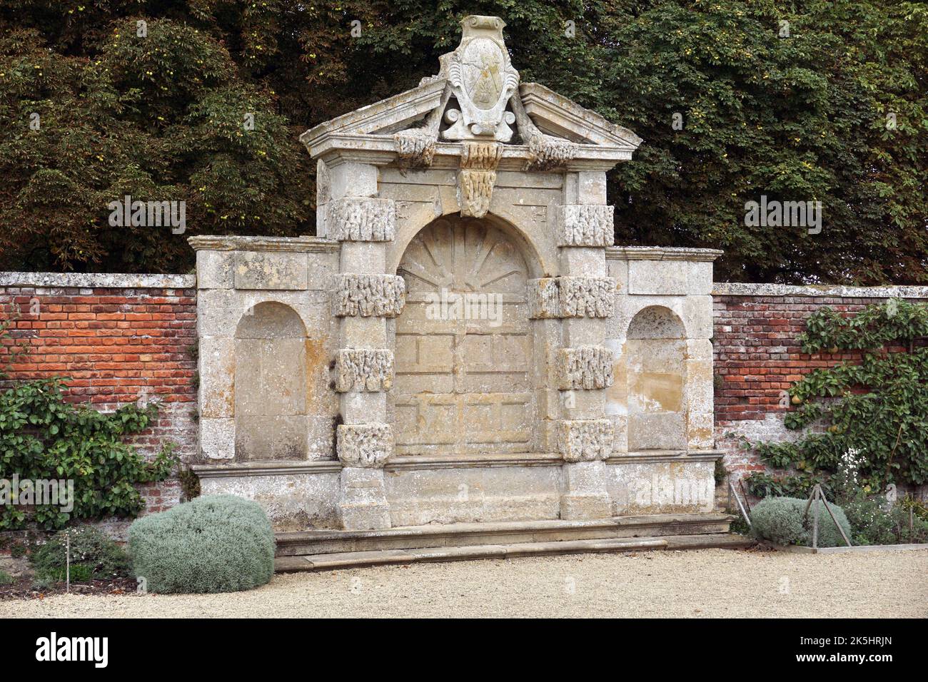Garden feature at Kirby Hall, Northamptonshire Stock Photo